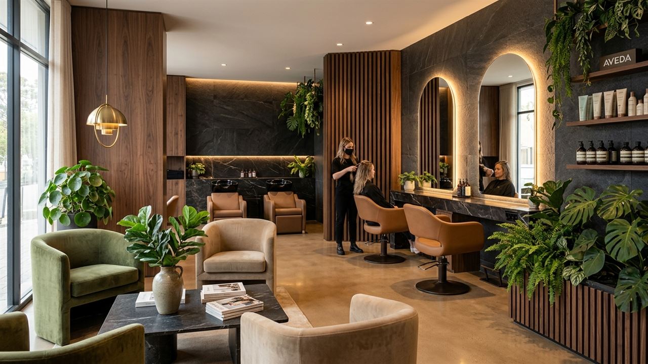 Salão de beleza e spa contemporâneo com ambiente acolhedor